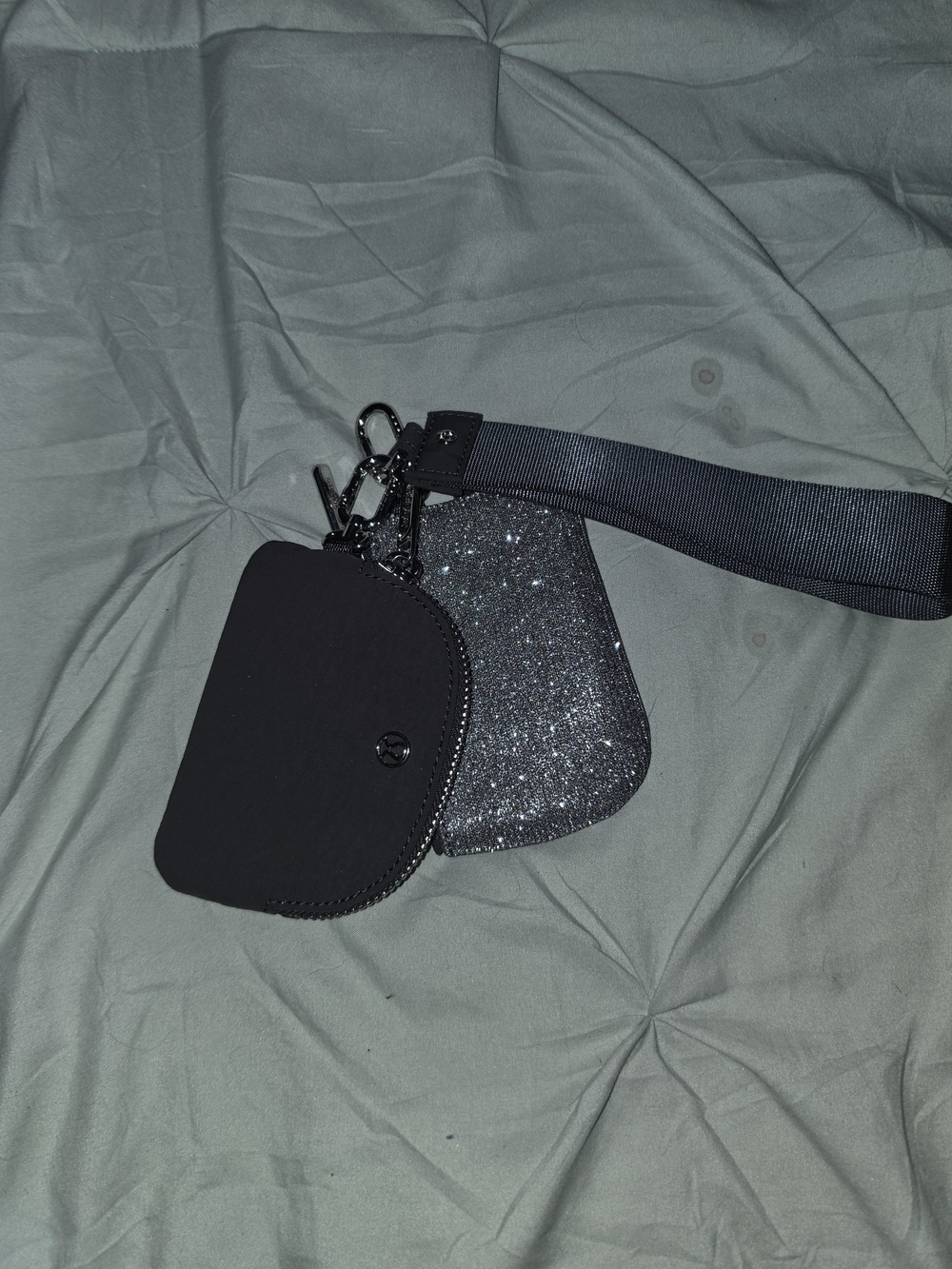 lululemon athletica Black Glitter Mini Pouch Set with Strap